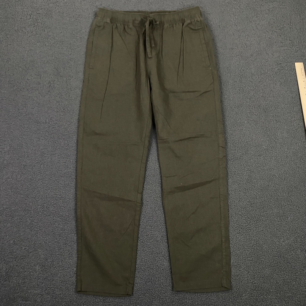 Katin Isaiah Local Pant Men Small Olive Classic Straight Linen Cotton Drawstring